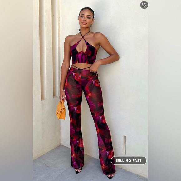 NWT! Rhythm Of The Night Pants Pink Flame Print - Picture 5 of 5